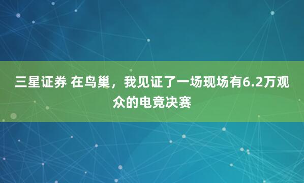 三星证券 在鸟巢，我见证了一场现场有6.2万观众的电竞决赛